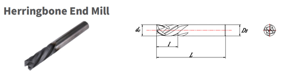 Herringbone End Mill Solid Carbide Cutting Tools For Composite Materials