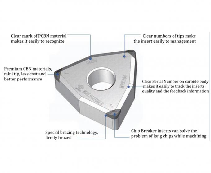 -55 Degree WN Type PCBN Chip Breaker Inserts For Hardened Steel